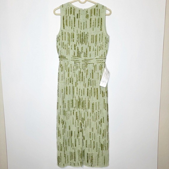 NWT Mac Duggal Beaded Sheath Midi Dress Women's Sleeveless Green Size 8 - Picture 4 of 14